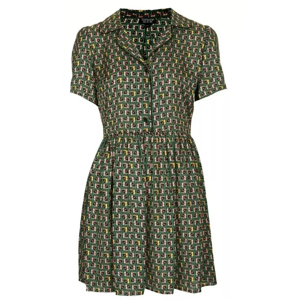 Topshop Silky Piped Tile Shirt Day Dress ASO Clara Oswald